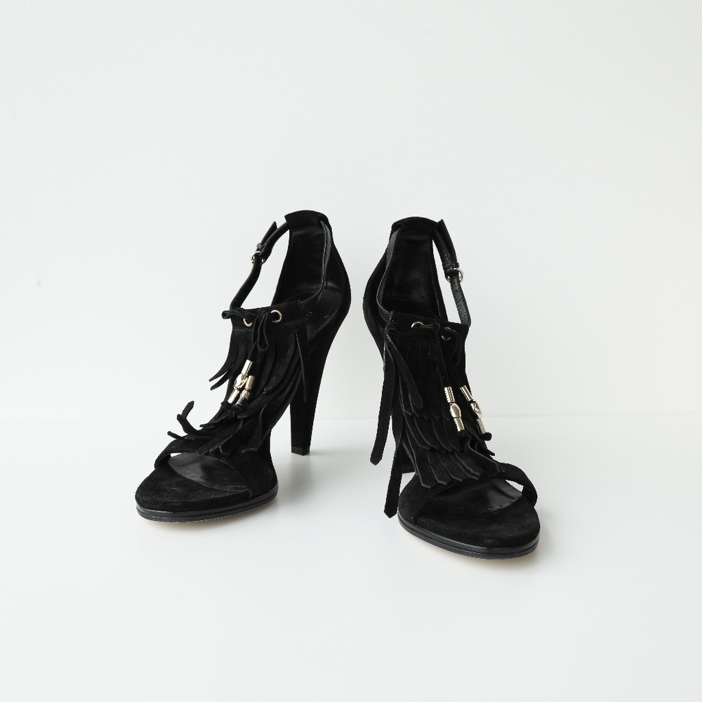Gucci Black Suede Sandal Heels